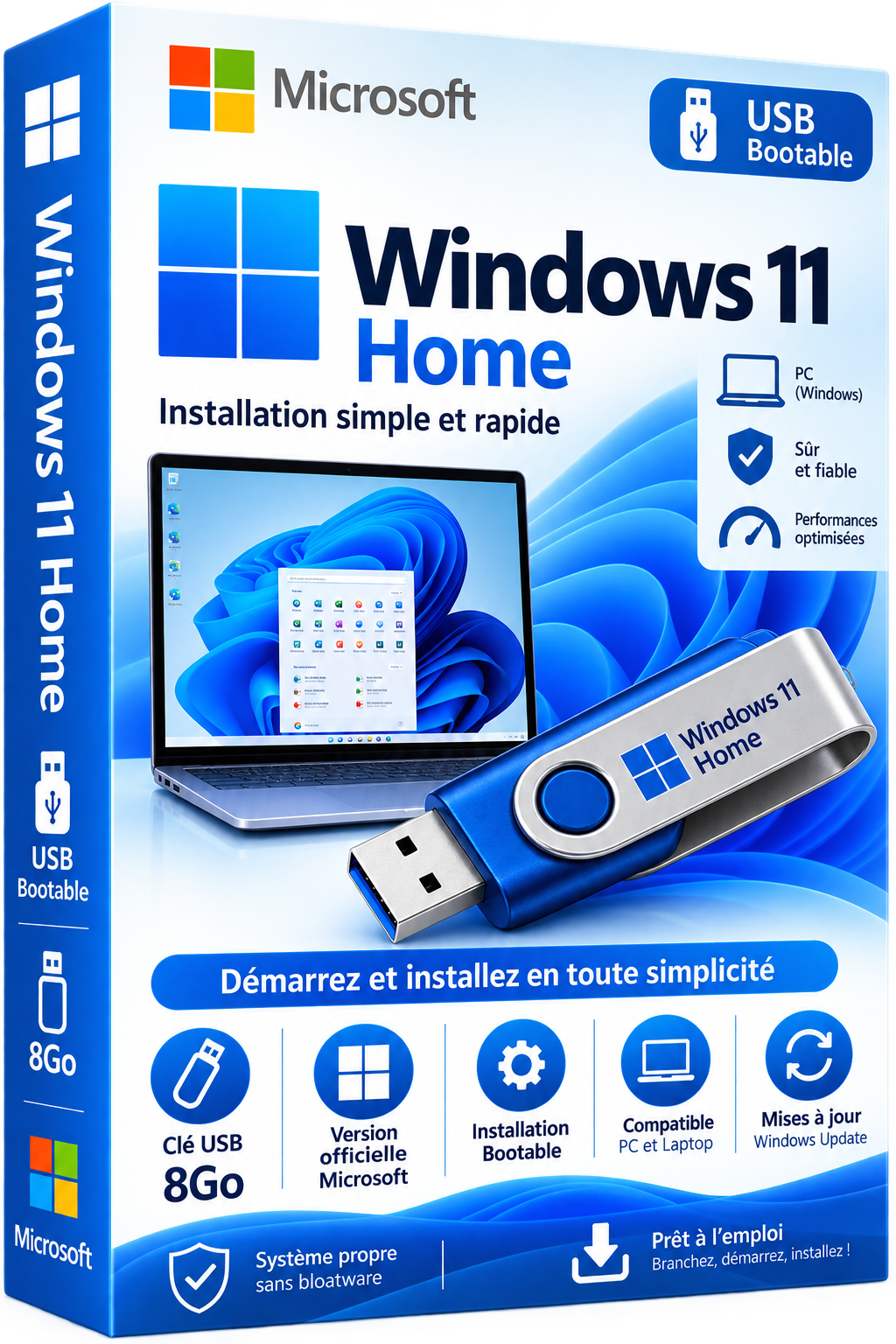 Windows 11 Home 64 Bits USB Booteable 8GB Versión ES