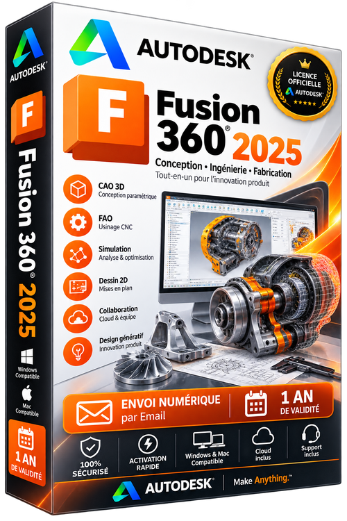 Autodesk Fusion 360 2025 - Licence officielle - CAO FAO Simulation - Abonnement 1 an
