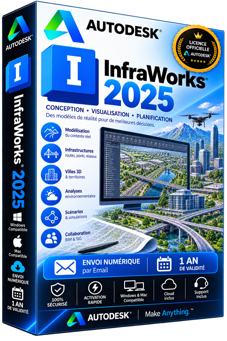 Autodesk InfraWorks 2025 - Licence officielle - Conception Visualisation Infrastructure - Abonnement 1 an