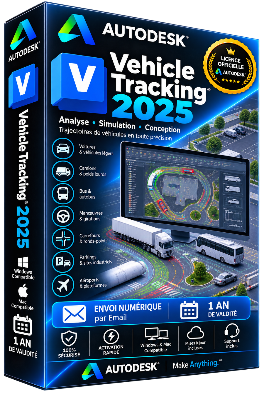 Autodesk Vehicle Tracking 2025 - Licence officielle - Simulation Trajectoires Véhicules - Abonnement 1 an