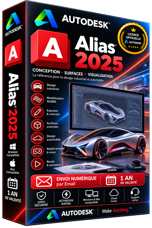 Autodesk Alias 2025 - Licence officielle - Design Industriel Surfaces NURBS Automobile - Abonnement 1 an