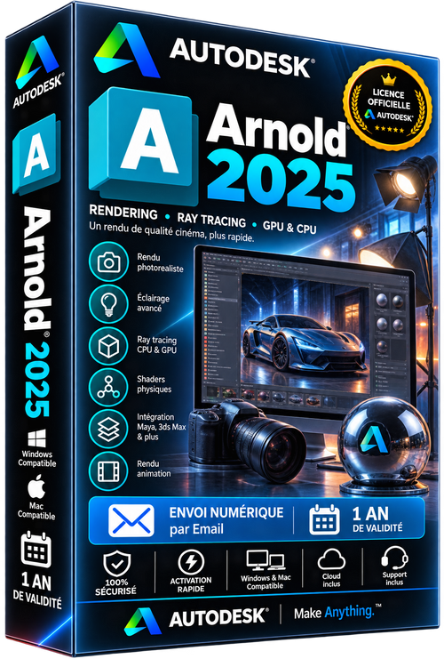Autodesk Arnold 2025 - Licence officielle - Rendu Photoréaliste Ray Tracing GPU CPU - Abonnement 1 an
