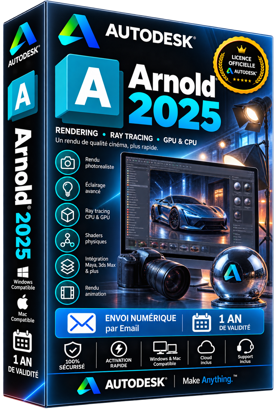 Autodesk Arnold 2025 - Licence officielle - Rendu Photoréaliste Ray Tracing GPU CPU - Abonnement 1 an