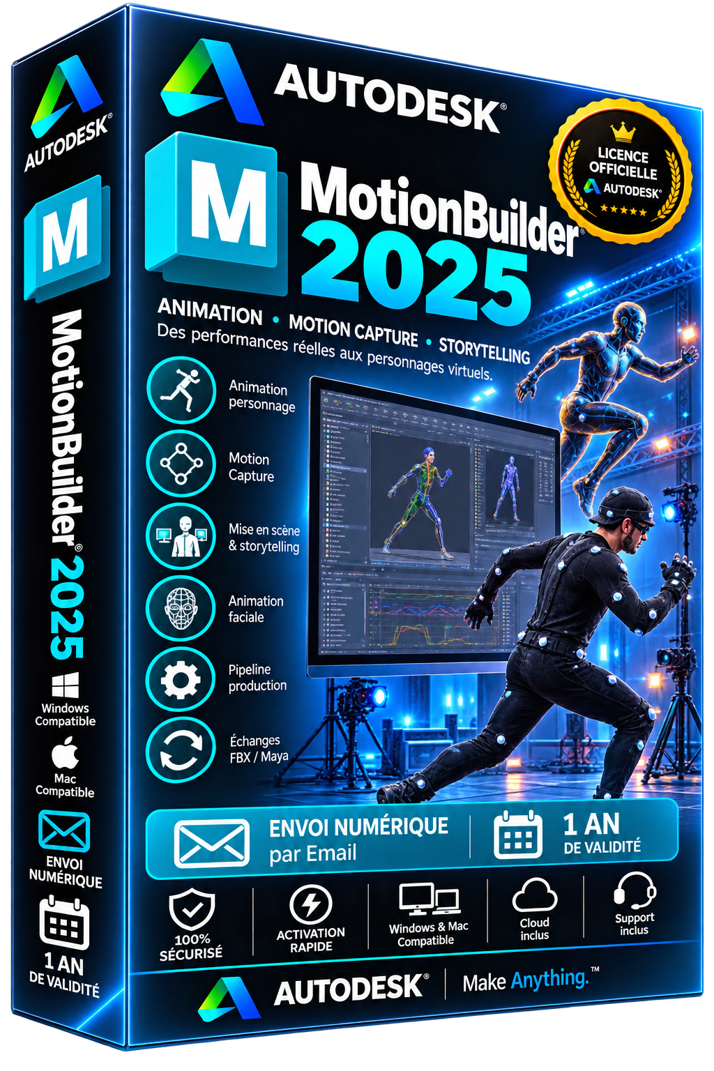 Autodesk MotionBuilder 2025 - Licence officielle - Animation Motion Capture Storytelling - Abonnement 1 an