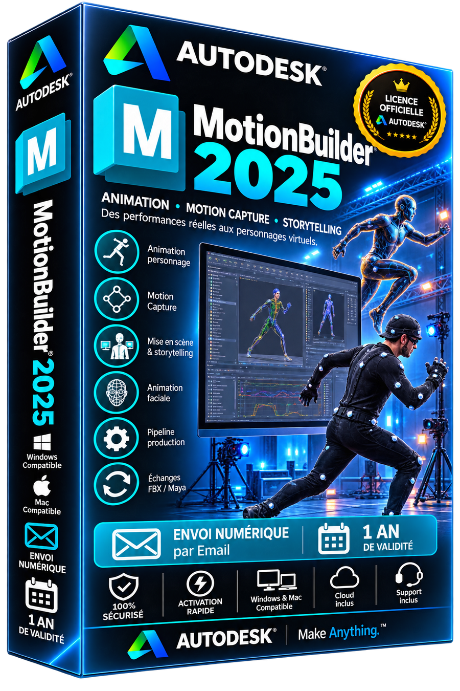 Autodesk MotionBuilder 2025 - Licence officielle - Animation Motion Capture Storytelling - Abonnement 1 an