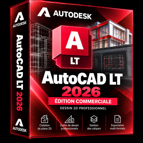 Boîte 3D illustrative AutoCAD LT 2026 rouge framboise