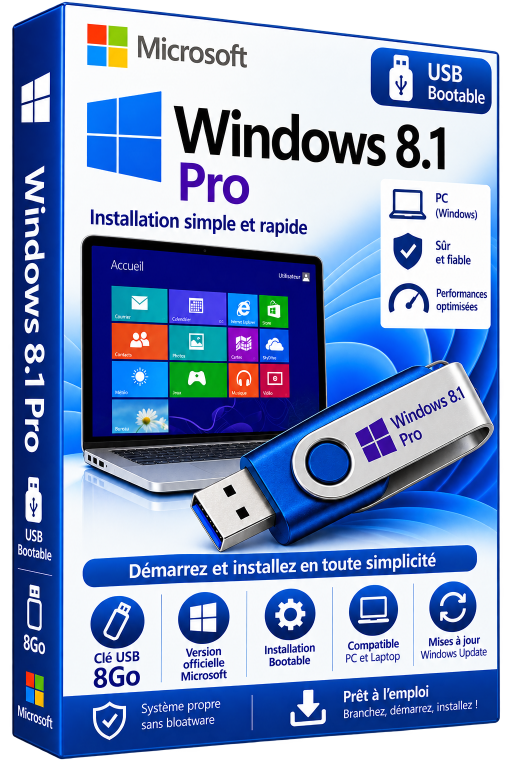 Windows 8.1 Pro — USB Booteable 8GB | Versión oficial de Microsoft