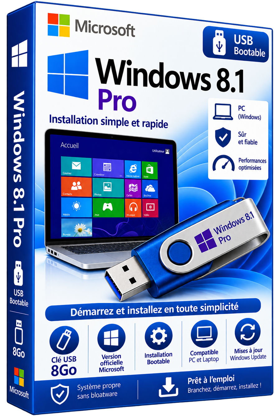 Windows 8.1 Pro — USB Booteable 8GB | Versión oficial de Microsoft
