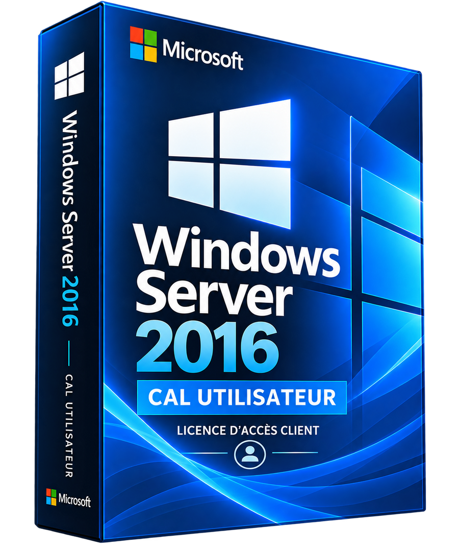 Illustration boîte Windows Server 2016 CAL Utilisateur sur fond transparent