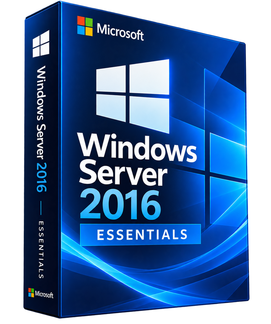Boîte Windows Server 2016 Essentials, fond transparent