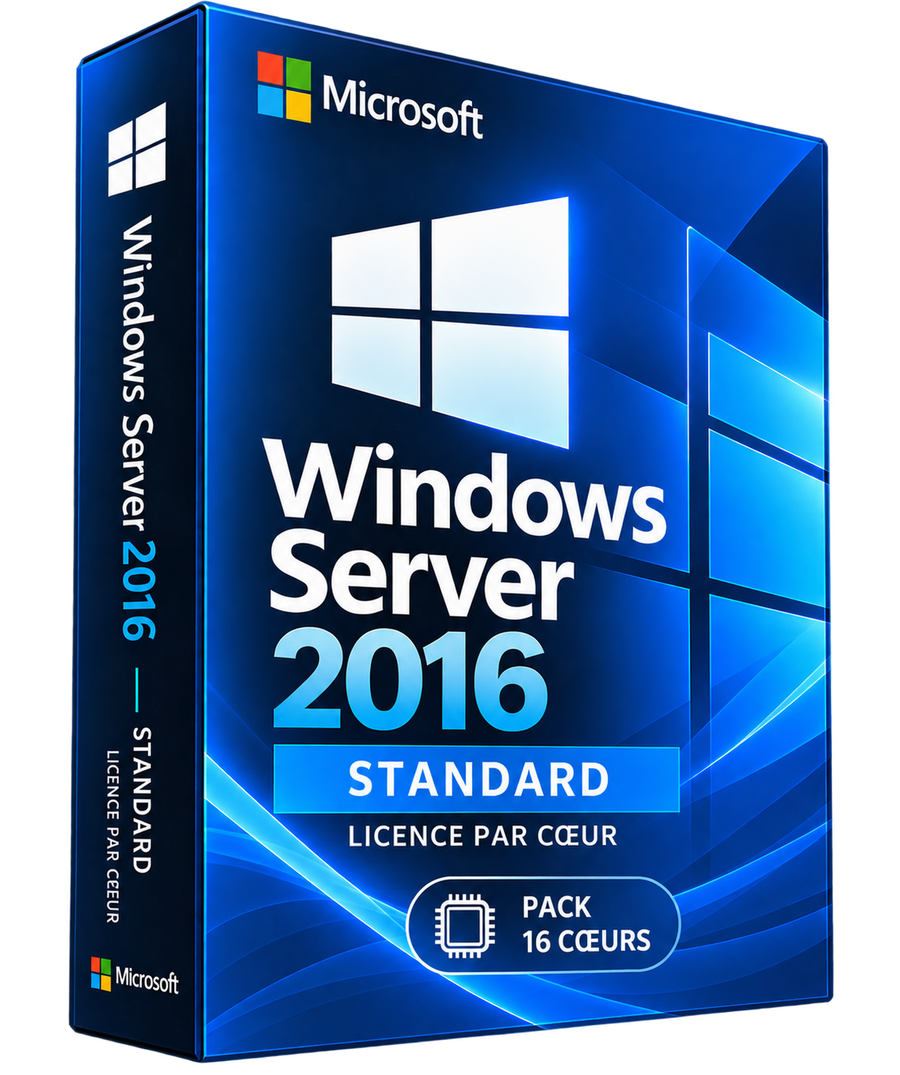 Boîte 3D Windows Server 2016 Standard pack 16 cœurs