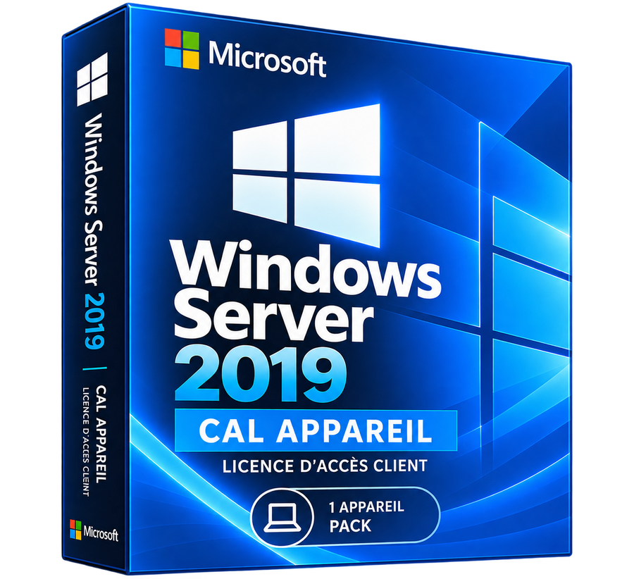 Boîte Windows Server 2019 CAL Appareil seule sur fond transparent