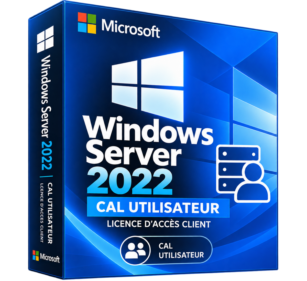 Boîte Windows Server 2022 CAL Utilisateur seule sur fond transparent