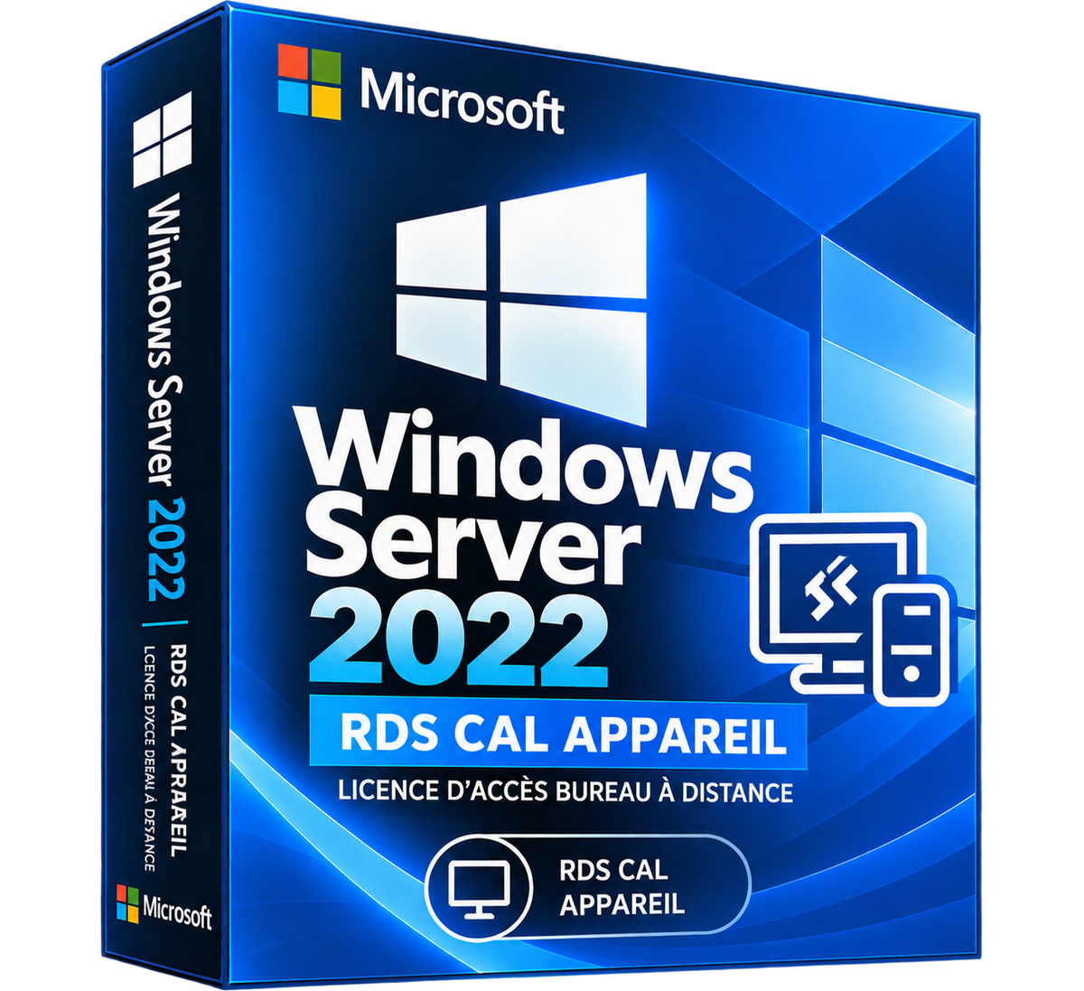 Boîte Windows Server 2022 RDS CAL Appareil seule sur fond transparent