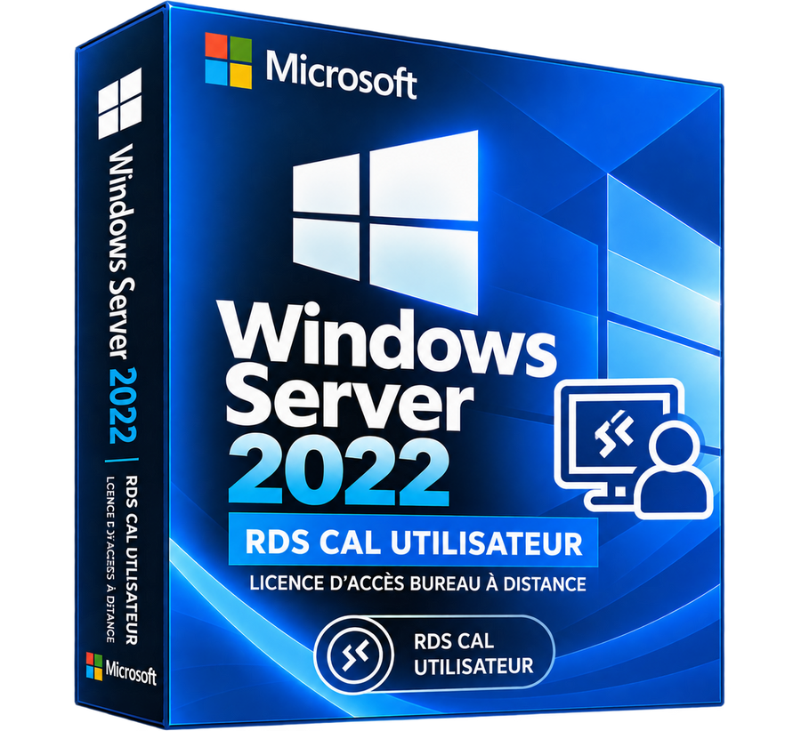 Boîte Windows Server 2022 RDS CAL Utilisateur seule sur fond transparent