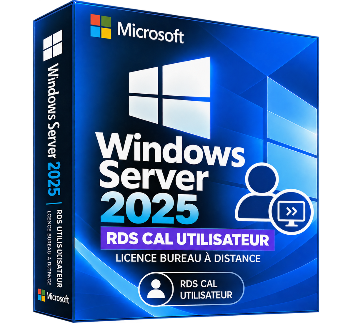 Boîte Windows Server 2025 RDS CAL Utilisateur seule sur fond transparent