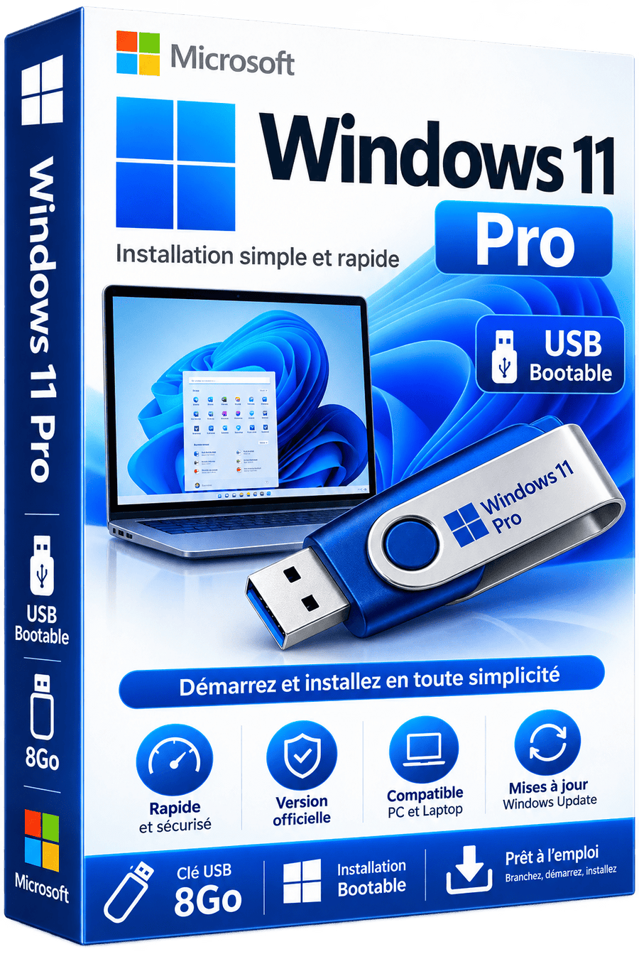 Windows 11 Pro Clé USB Bootable 8GO
